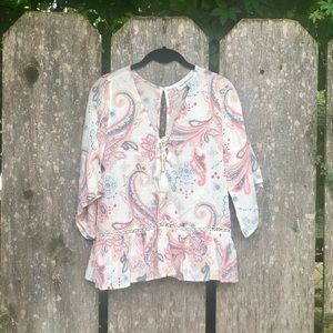 Abercrombie & Fitch White Paisley Boho Top